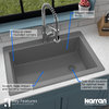 Karran Drop-In Quartz 33" 1-Hole Single Bowl Kitchen Sink Kit, Grey