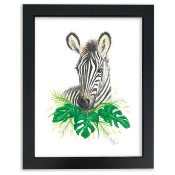 "Safari Littles", Zebra, Framed Print, Black, 16"x20"