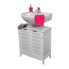 Non Pedestal Under Sink Storage Vanity Cabinet Miami 2 Doors White