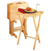 Country Style Wood TV Tables in Natural - Set