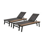 John Outdoor Chaise Lounge With Side Table, Gray, Set of 2