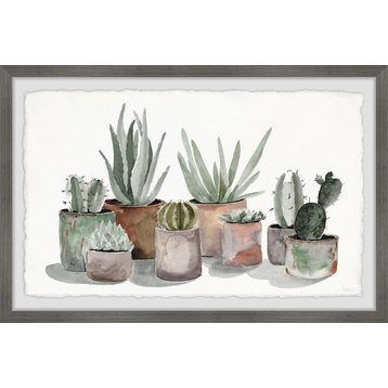 "Pastel Succulent Vases" Framed Painting Print