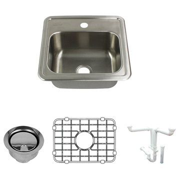 Transolid Select Stainless Steel Single Bowl Kitchen Sink Kit 15"x15"x6"