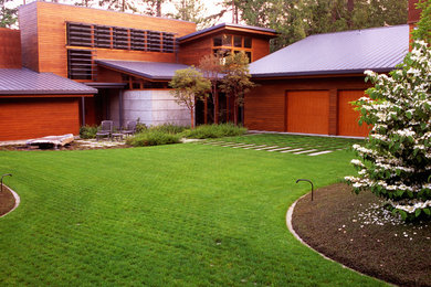 Contemporary driveway garden for spring in Seattle.