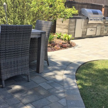 Lawn reduction with entertaining areas