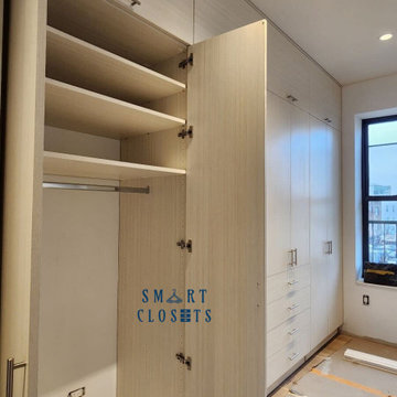 Wall Unit - In Etched White Chocolate Finished Designed By Smart Closets