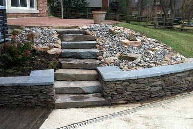 Colonial Slab Steps and Drystack Stone Wall