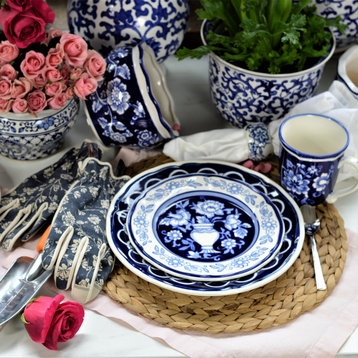 Blue Garden 16-Piece Hand-Painted Dinnerware Set