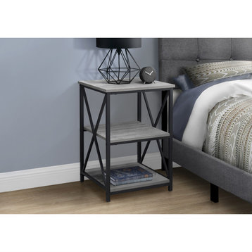 Accent Table Side End Nightstand Lamp Metal Laminate Grey Black