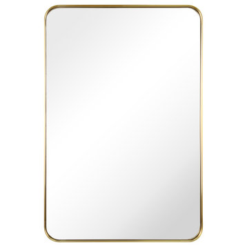 Ultra Stainless Steel Rectangular Wall Mirror, Gold, 24"x36", Brushed