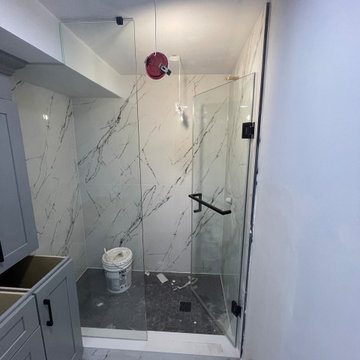 Shower Enclosures - Custom Angled Shower Enclosure with Unique Glass Wall