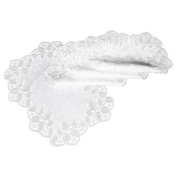 Antebella Lace Embroidered Cutwork Placemats, White, 13"x19", Set of 4