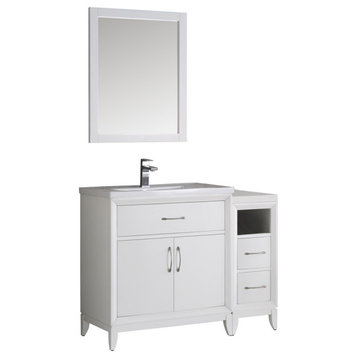 Fresca Cambridge 42" White Traditional Bathroom Vanity w/ Mirror