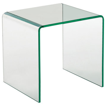 Bent Glass End Table, Clear