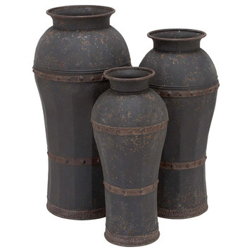 Rustic Brown Metal Vase Set 20220