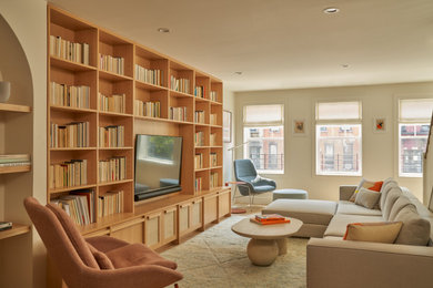Example of a trendy family room design in New York