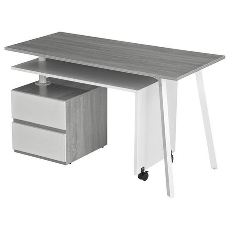 Scranton & Co Contemporary Wood Rotating Modular Computer Desk in Gray