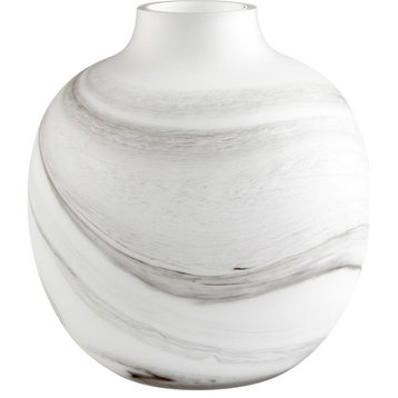 Cyan Moon Mist Vase 10468, White and Black Swirl