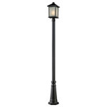 Z-LITE - Z-LITE 507PHB-519P-BK Outdoor Post Light - Z-LITE 507PHB-519P-BK Outdoor Post Light, BlackClean, mission styling and circular detailing define the classic styling of this large outdoor post light. White seedy glass panels create an elegant glow, while the cast aluminum hardware finished in black can withstand nature?Æs seasonal elements. Collection: HolbrookFrame Finish: BlackFrame Material: AluminumShade Finish/Color: White SeedyShade Material: GlassDimension(in): 10(W) x 112.25(H)Bulb: (1)100W Medium base,Dimmable(Not Included)UL Classification/Application: CUL/cETLu/Wet