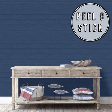 Transform Wood Plank Blue Peel and Stick Wallpaper by Graham & Brown Room Shot