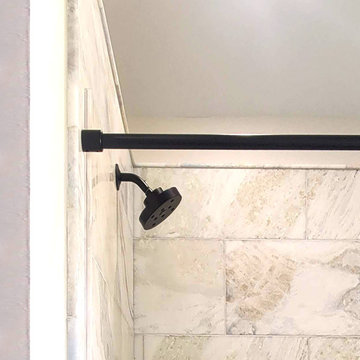 Frameless Sliding Shower Door System with Matte Black Hardware