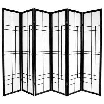 6' Tall Eudes Shoji Screen, Black, 6 Panels
