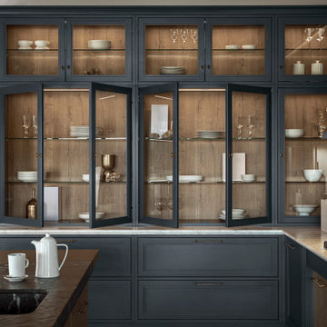 Shaker Style Kitchen Cabinet in a Dark Blue Modern Farmhouse -MARCHI CUCINE