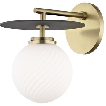 Ellis 1 Light Wall Sconce, Aged Brass and Black