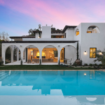 Zero-Edge Pool & Spa – Spanish-Style Backyard in Bel Air