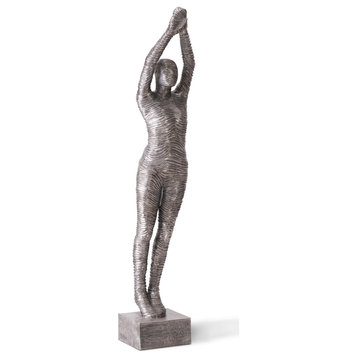 Standing Diving Sculpture, Black/Silver, Aluminum