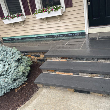 New England blend stone steps with bluestone treads and landing.
