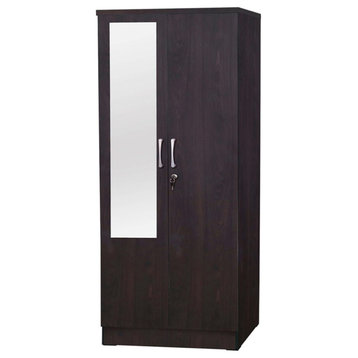 Better Home Products Harmony Two Door Armoire Wardrobe with Mirror in Tobacco