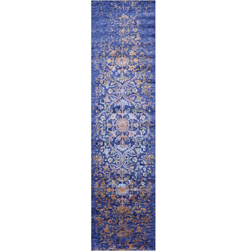 2' 7" X 10' 0" Wool & Silk Persian Tabriz Handmade Runner Rug - Q21525