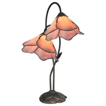 Dale Tiffany Poelking 2 Light Pink Lily Table Lamp