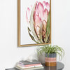 Sylvie Pink Protea Flower Framed Canvas by Amy Peterson, Gold 18x24