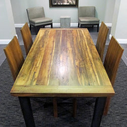 Custom Reclaimed Teak & Steel Dining Table - Dining Tables