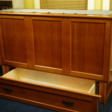 Cabinet bed- storage. Converts to queen size bed. In cherry hardwood.