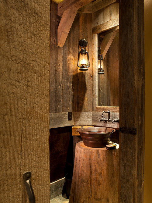 Small Rustic Powder Room Design Ideas, Remodels & Photos