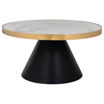 Gold Framed Marble Pedestal Coffee Table | OROA Odin