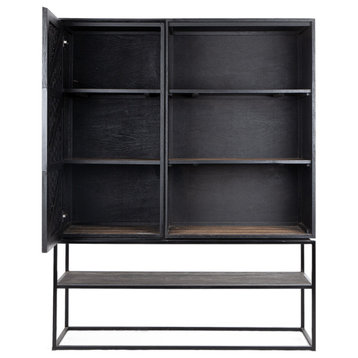 Wooden 3-Shelf Cabinet With Open Rack | dBodhi Karma, 18"w X 55"d X 71"h