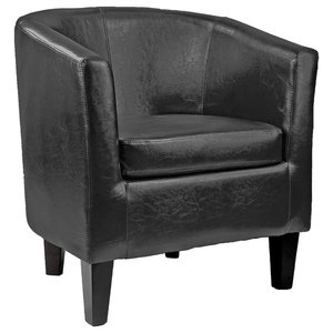 Black Bonded Leather Tub Chair Armchair for Dining Living Room Office Reception
