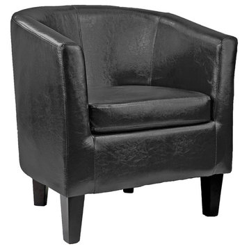 CorLiving Antonio Tub Chair in Black Bonded Leather