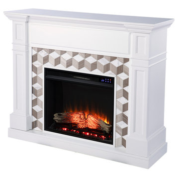 Wassleby Electric Fireplace With Marble Surround