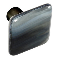 CKP - Art Glass Knob, White Swirl, Oil-Rubbed Bronze Base - Cabinet And Drawer Knobs
