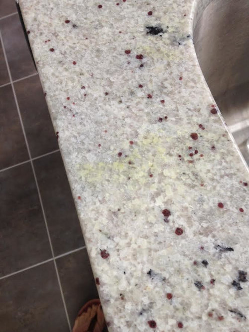 Highlighter Yellow Stain On New Granite, How To Get Yellow Stains Out Of Marble Countertops