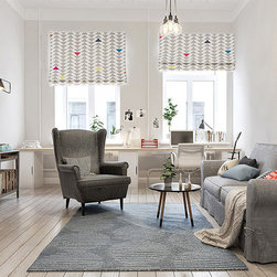 Quick Fix Washable Roman Window Shades Flat Fold , with A Touch of Color Triangl - Roman Shades