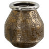 9.5" Textured Bronze Vase With Silver Rim