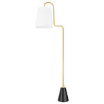 Mitzi by Hudson Valley Lighting - Jaimee 1-Light Floor Lamp, Aged Brass - Jaimee takes style cues from some of the iconic, revolutionary designers of the Modern Movement. The juxtaposition of the structured linen shade and black marble base against the squiggly, swooping bends is pure magic. Expressive in all the best ways, Jaimee will add high design to your living room or lounge.