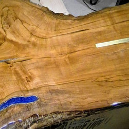 Epoxy River Table - Natural Edge Maple Slab - 3D Color - Furniture
