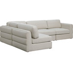 Meridian Furniture - Beckham Linen Textured Fabric 4-Piece Modular L-Shaped Sectional, Beige - Liven up your living space with this Beckham beige durable linen polyester fabric sectional. Its beige color complements any contemporary home decor, while its durable linen and polyester fabric upholstery provides you with a soft and comfortable place to sit. This sectional is modular, so you can create infinite configurations, which are easily attached using the attachment latch underneath. Its linen, wood, and foam construction guarantees stability for years to come.